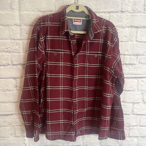 Wrangler Men’s Flannel Western Cowboy Long Sleeve Button Down Shirt Size XL